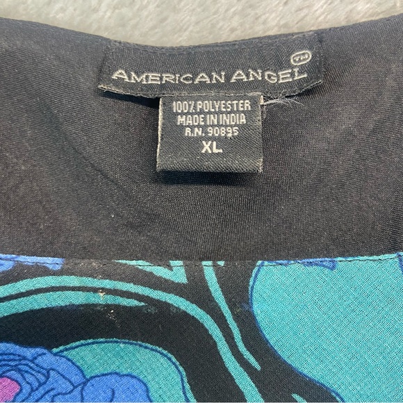 Vintage 2000s Slip Bias Cut Sheer Floral Printed Dress Size L - Picture 2 of 7